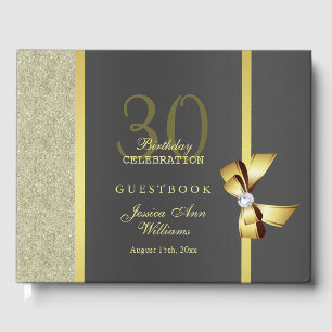 Glamorous Gold & Black Birthday Party Guest Book