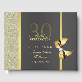 Glamorous Gold & Black Birthday Party Guest Book
