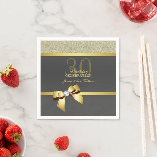 Glamorous Gold  Black Birthday Party  Napkins