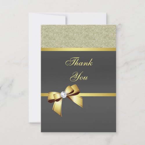 Glamorous Gold  Black Birthday Party Thank You Card