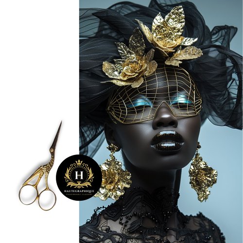 Glamorous Gold Black Floral Bird cage Mask  Tissue Paper