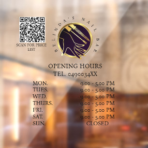 Glamorous Gold & Black Nail Salon Window Cling