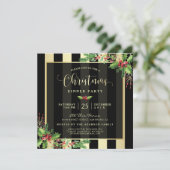 Glamorous Gold & Black Stripe Holiday Party Invite (Standing Front)