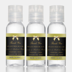 Glamorous Gold Bow & Black Wedding Hand Sanitizer