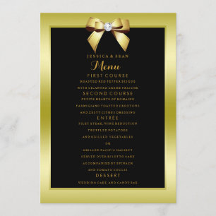 Glamorous Gold Bow & Black Wedding Menu