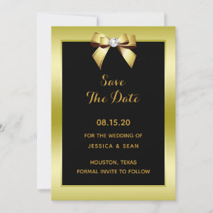 Glamorous Gold Bow & Black Wedding Save The Date