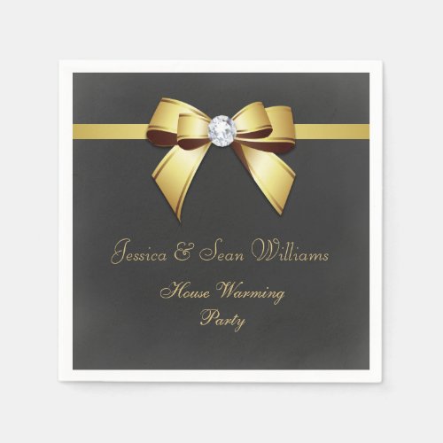 Glamorous Gold Bow  Ribbon House Warming Napkins