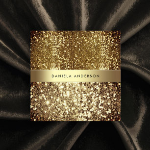 Glamorous Gold Bronze Glitter Luxury Square Business Card