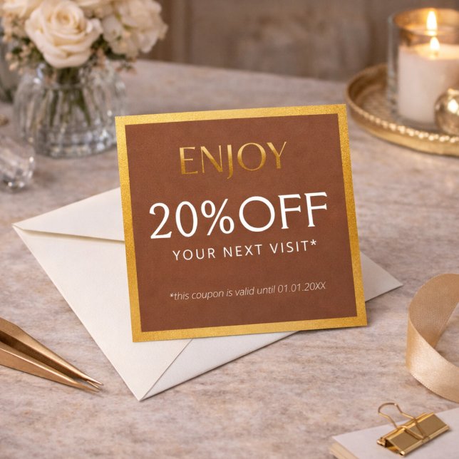 Glamorous Gold & Brown Lash Tech  Discount Card (Creator Uploaded)