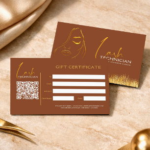 Glamorous Gold & Brown Lash Tech  Gift Certificate