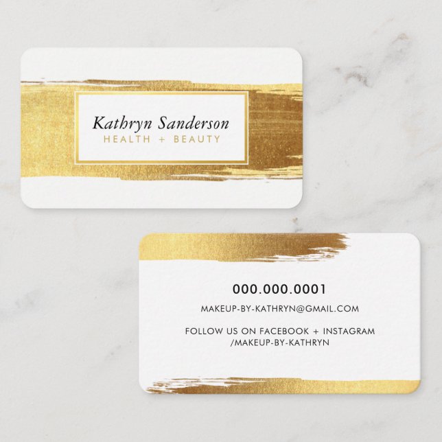GLAMOROUS gold brush strokes luxe brows & lashes Business Card (Front/Back)