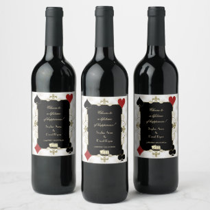 Glamorous Gold Casino Vegas Poker Wedding Wine Label