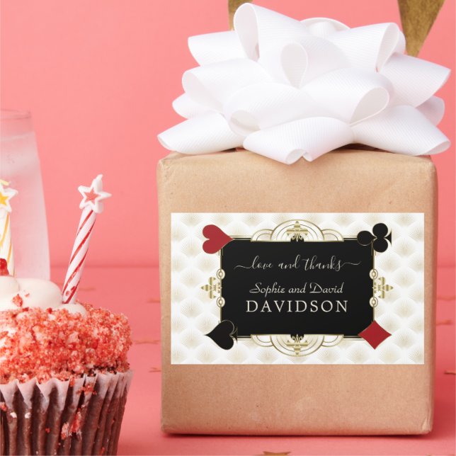 Glamorous Gold Casino Vegas Wedding Rectangular Sticker (Party)