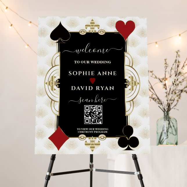 Glamorous Gold Casino Vegas Wedding Welcome Sign (In Situ (Stand))