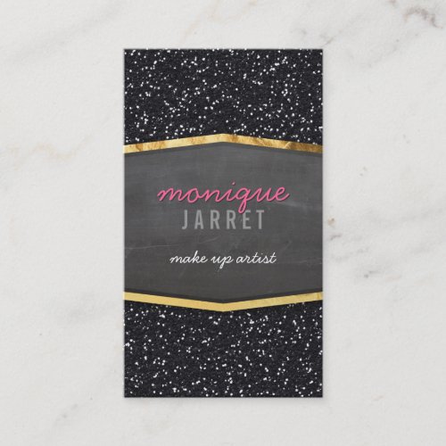 GLAMOROUS gold chalkboard panel glitter cool black Business Card