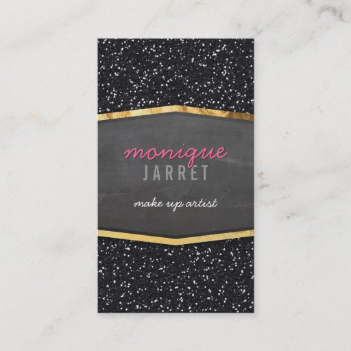 Customizable GLAMOROUS gold chalkboard panel glitter cool black Business Card