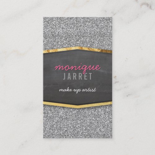 GLAMOROUS gold chalkboard panel glitter silver Business Card Template