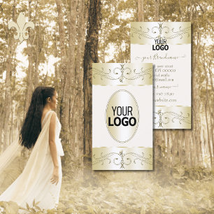 Glamorous Gold Cream Ornate Ornaments with Logo Business Card