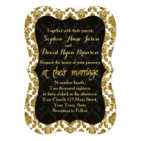 Glamorous Gold Damask Gold Foil Wedding Invitation