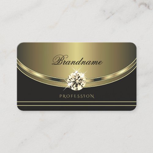 Glamorous Gold Dark Gray with Shimmery Rhinestones Business Card