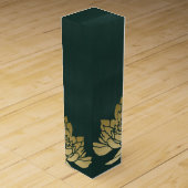 GLAMOROUS GOLD DARK GREEN  LOTUS FLORAL MONOGRAM WINE GIFT BOX (Back)
