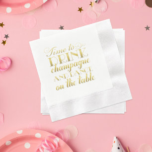 Glamorous Gold Drink Champagne Dance Wedding Paper Napkins