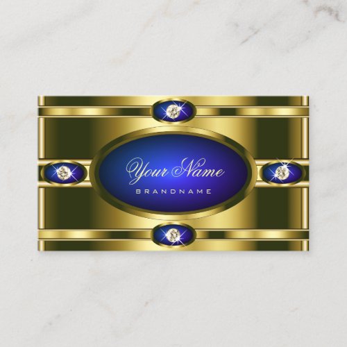 Glamorous Gold Effects Blue with Faux Rhinestones Business Card