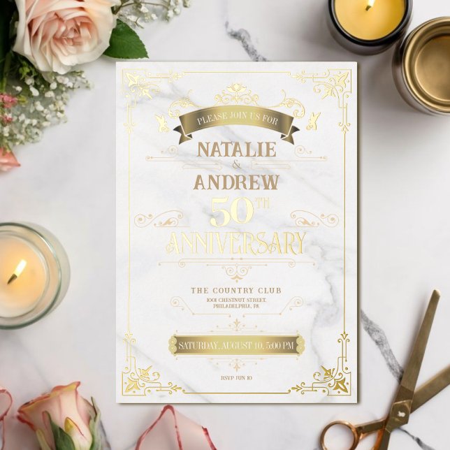 Glamorous Gold Elegant Border Foil Invitation (Creator Uploaded)