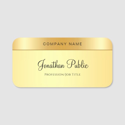 Glamorous Gold Elegant Handwriting Script Modern Name Tag