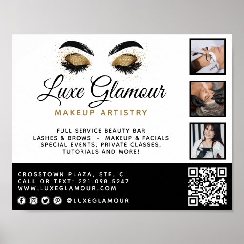 Glamorous Gold Eye Lashes Brows Beauty Bar Promo Poster
