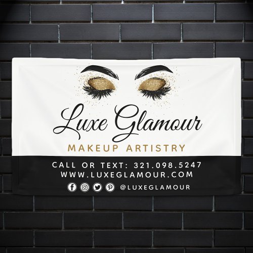 Glamorous Gold Eye Lashes Brows Beauty Bar Signage Banner