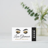 Glamorous Gold Eye Lashes Brows Beauty Bar Social Business Card (Standing Front)