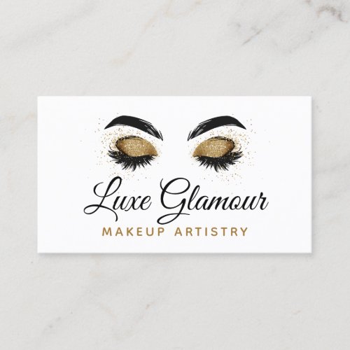 Glamorous Gold Eye Lashes Makeup Artist Beauty Bar Business Card