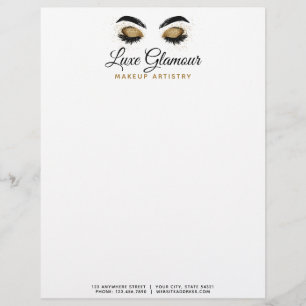Glamorous Gold Eye Lashes Makeup Artist Beauty Bar Letterhead