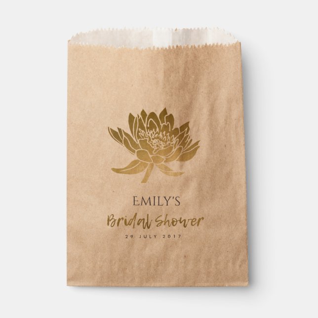 GLAMOROUS  GOLD  FLORAL BRIDAL SHOWER FAVOR BAG (Front)