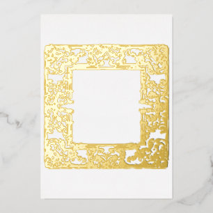 Glamorous Gold Foil Baroque Frame Blank Invitation