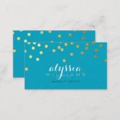 GLAMOROUS gold foil confetti dots turquoise Business Card (Front/Back)