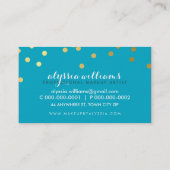 GLAMOROUS gold foil confetti dots turquoise Business Card (Back)