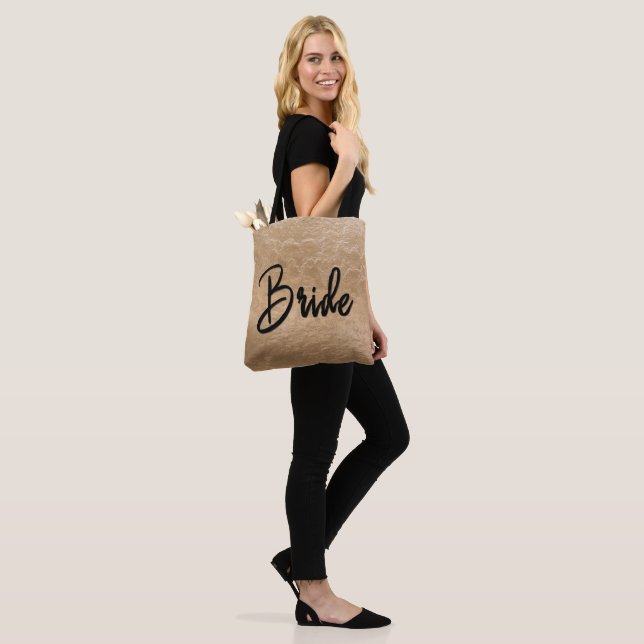 Glamorous Gold Foil Crumbly Texture Wedding Tote Bag (On Model)