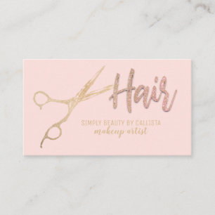 Glamorous Gold Foil Glitter Scissors Hair Stylist Business Card