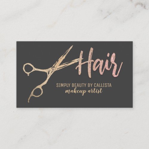 Glamorous Gold Foil Glitter Scissors Hair Stylist Business Card