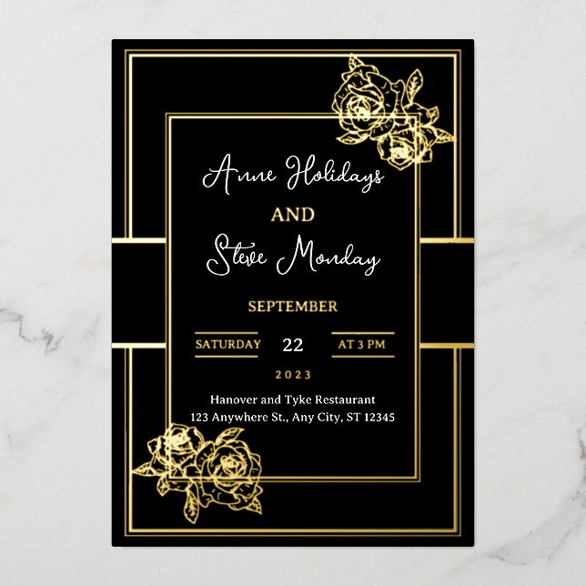 Glamorous Gold Foil Wedding Card (Front)
