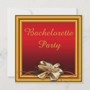 Glamorous Gold Frame & Faux Bow Bachelorette Party Invitation