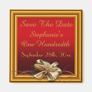 Glamorous Gold Frame & Faux Bow One Hundredth Magnet