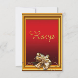 Glamorous Gold Frame & Faux Bow RSVP Card
