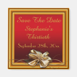 Glamorous Gold Frame & Faux Bow Thirtieth Magnet