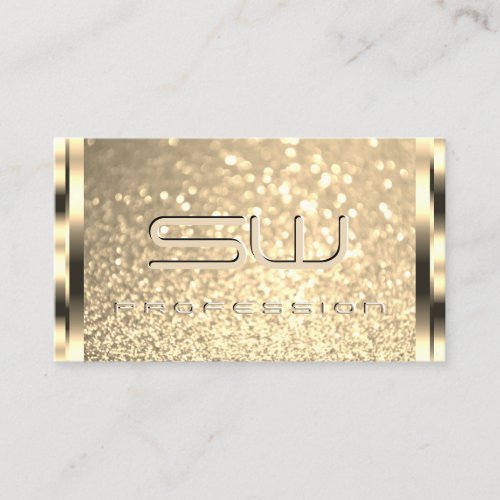 Glamorous Gold Glitter 3D Initials Golden Effects  Business Card