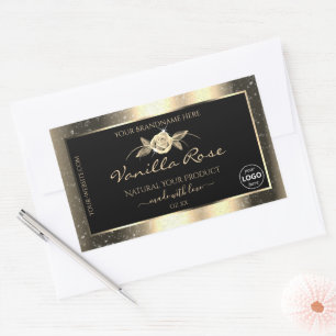 Glamorous Gold Glitter Black Product Labels Logo