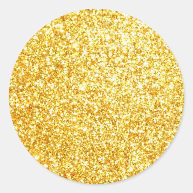 Glamorous Gold Glitter Blank Template Classic Classic Round Sticker (Front)