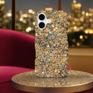 Glamorous Gold Glitter Blue Green Sparkly Sequins iPhone 17 Case